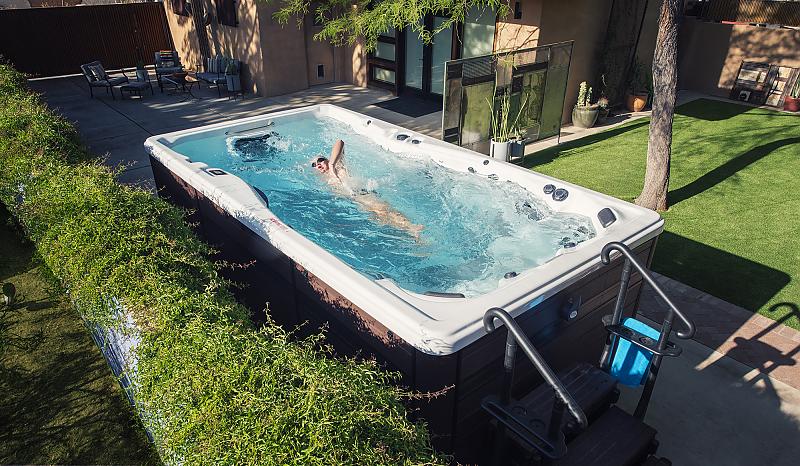 swimming in a swim spa