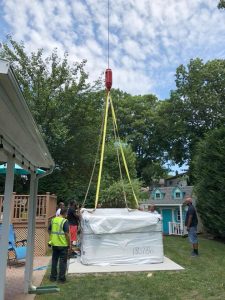 hot tub installation crane
