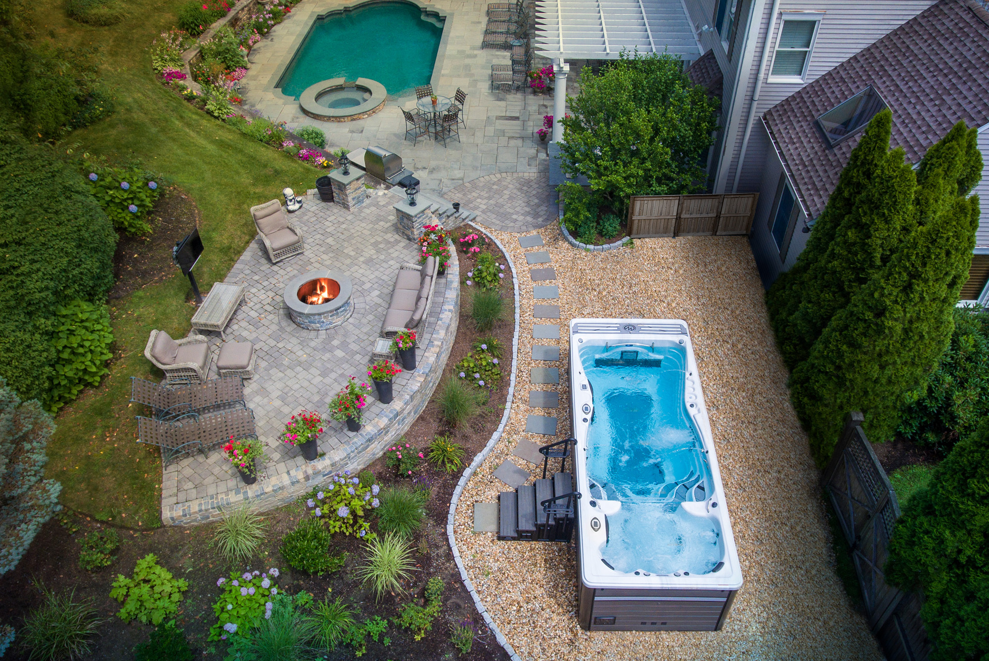 Fire and water Fire pithot tub backyard ideas Master Spas Blog