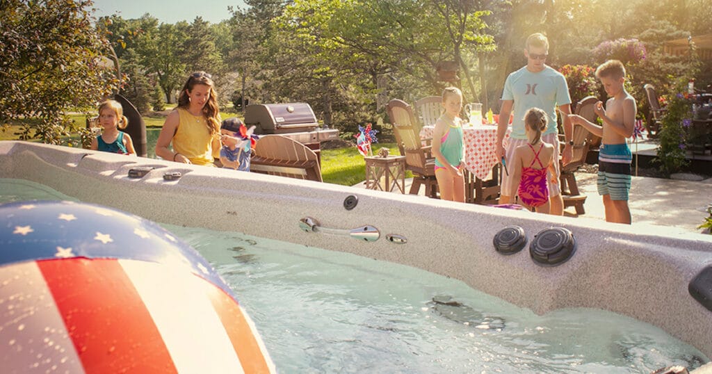 swim spa kids playing