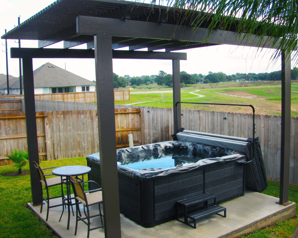 modern pergola hot tub ideas