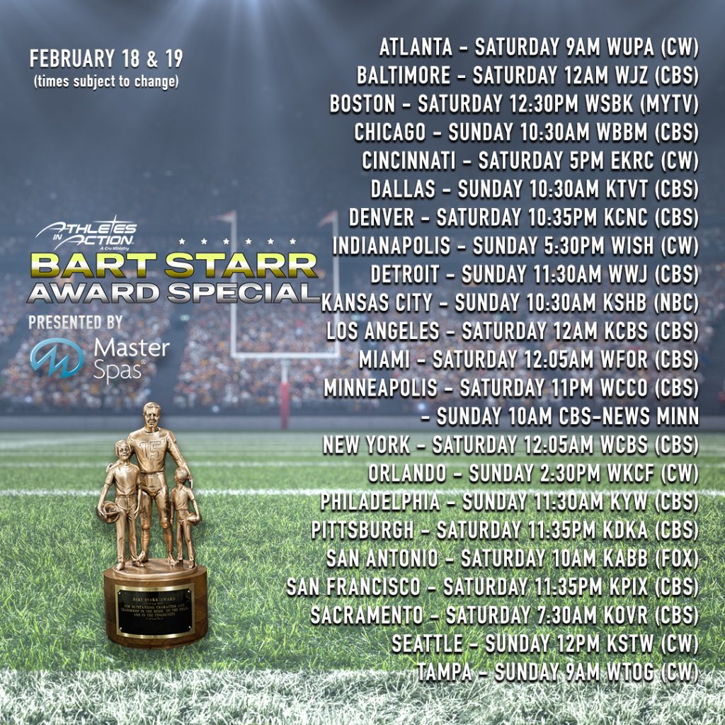 Master Spas proudly sponsors broadcast of annual Bart Starr Award presentation