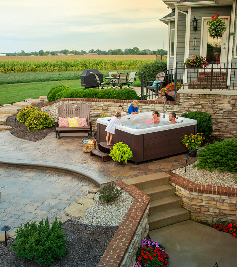 Backyard Ideas For Hot Tubs And Swim Spas, Outdoor Spa Decorating Ideas Pictures