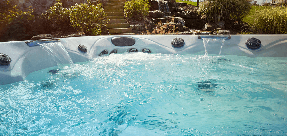 Clean, clear water in a hot tub.