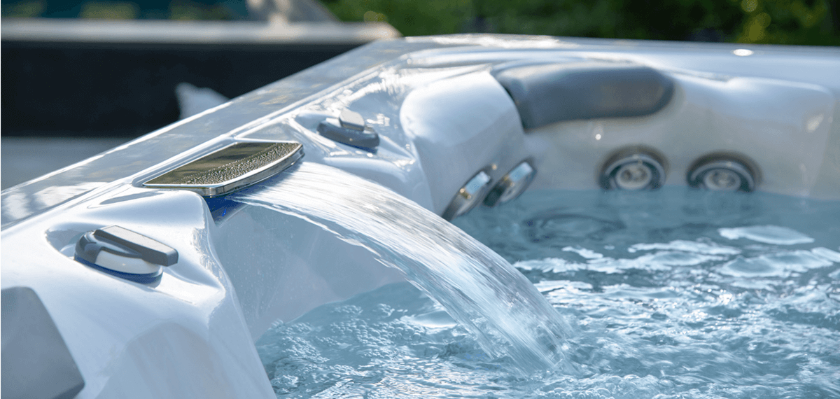 MasterSpas waterfall water feature on a hot tub.