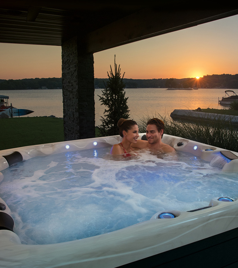 Enjoy the sunset from your backyard hot tub