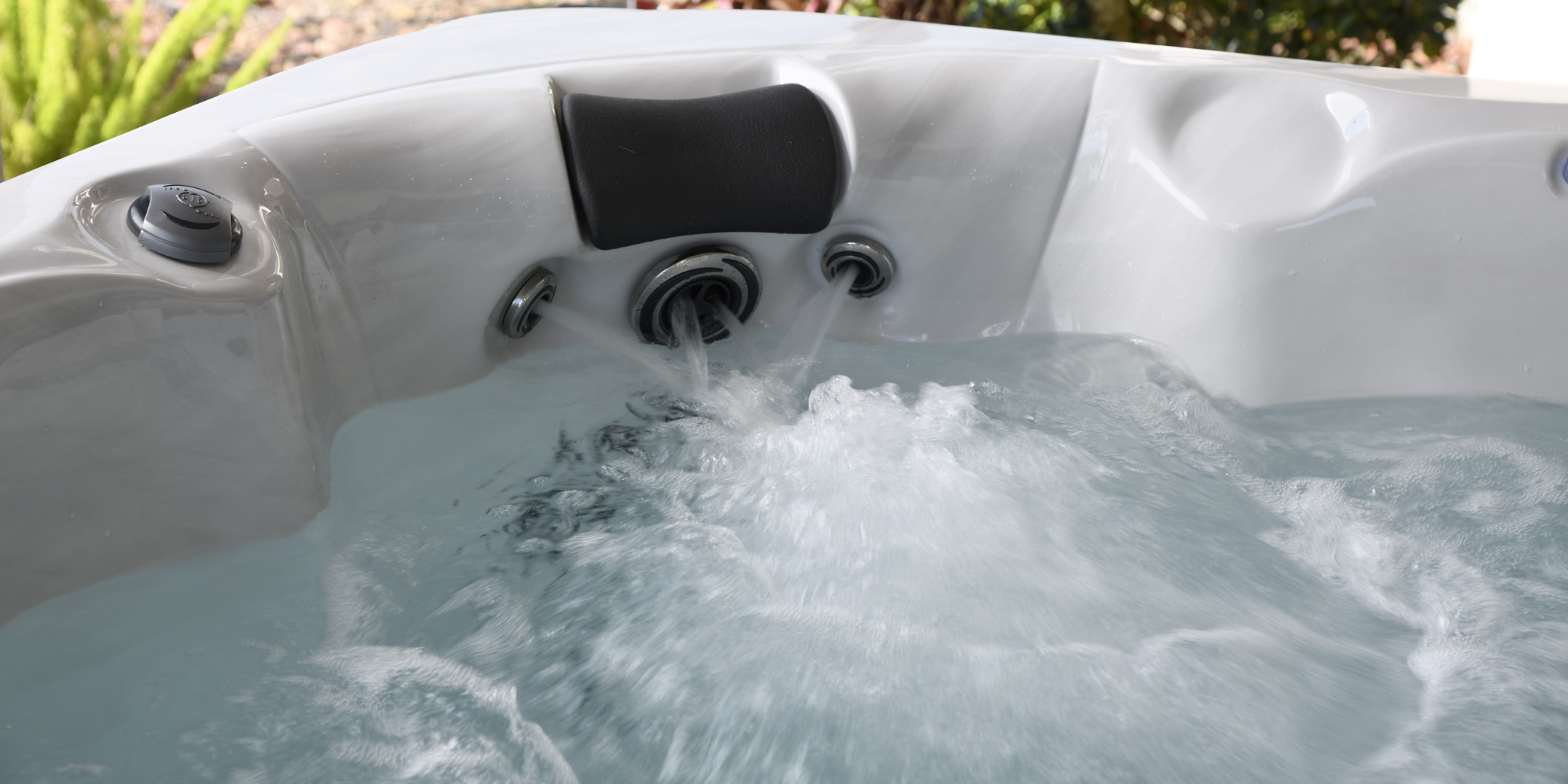 Massage jets turned on.