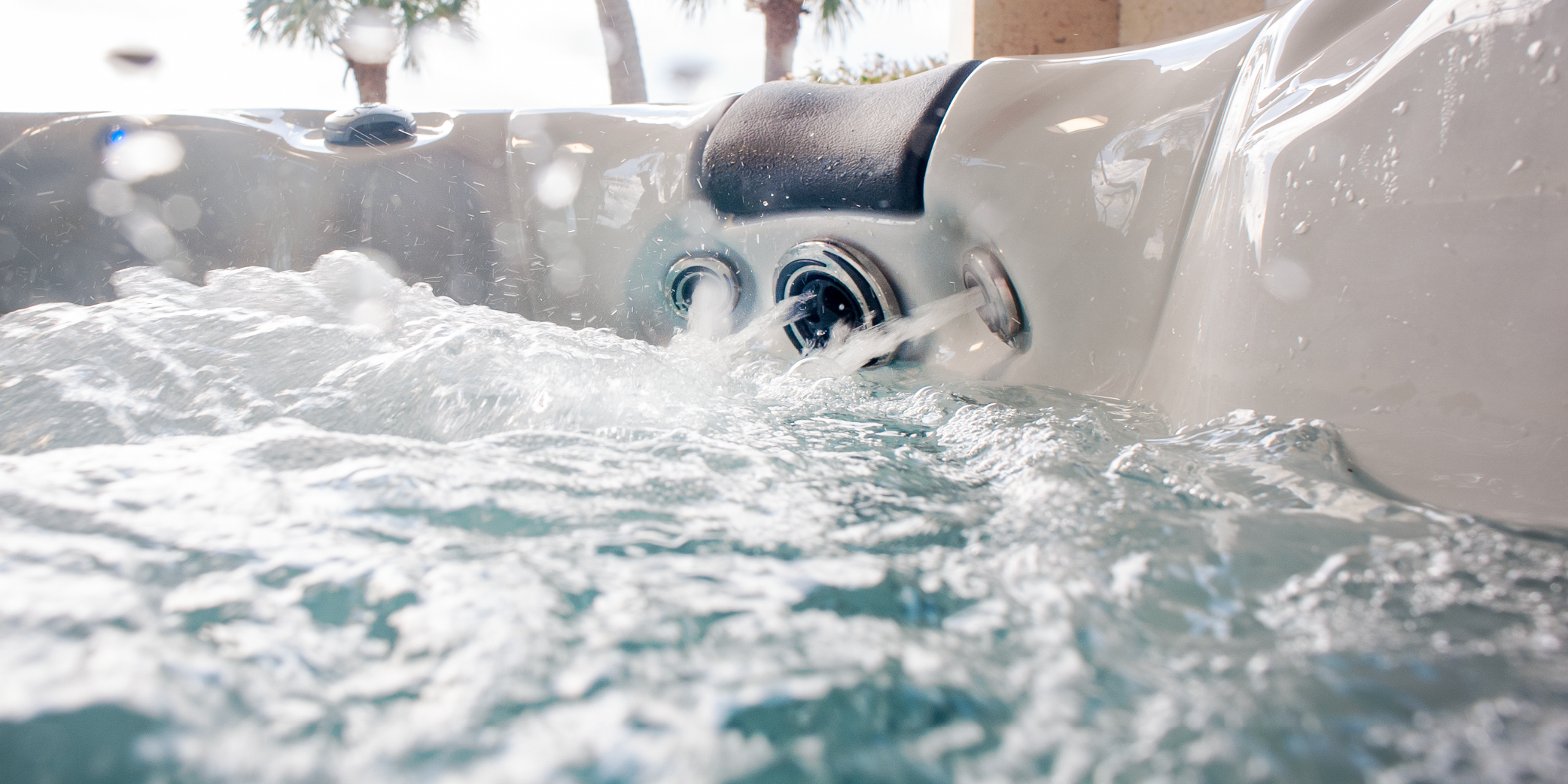 Massage jets turned on.