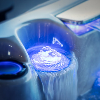 LED lit bubbler water feature