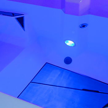 LED Lighting turned on in a cold tub.