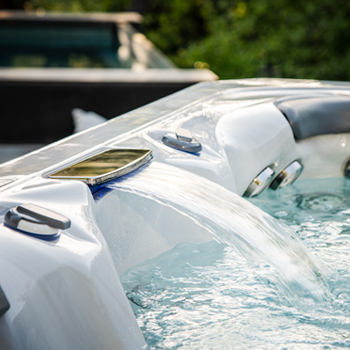 Waterfall water feature on a MasterSpas