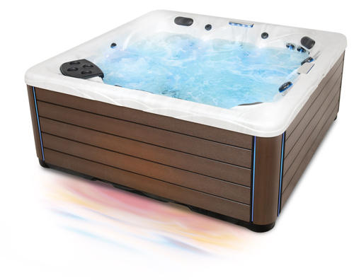 three-quarter view of a twilight series hot tub by master spas